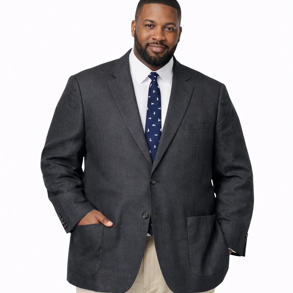 Oak‎ Hill Linen Blend Sport Coat Blazer 4XL Dark Gray 58R 60R New NWOT